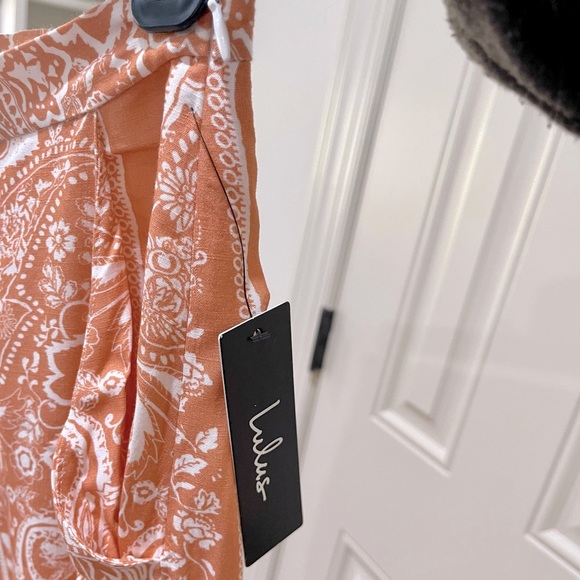 Lulu’s Nora Orange and White print Wide Leg Pants w pockets Size XS 🔥 Comfy - Picture 8 of 8